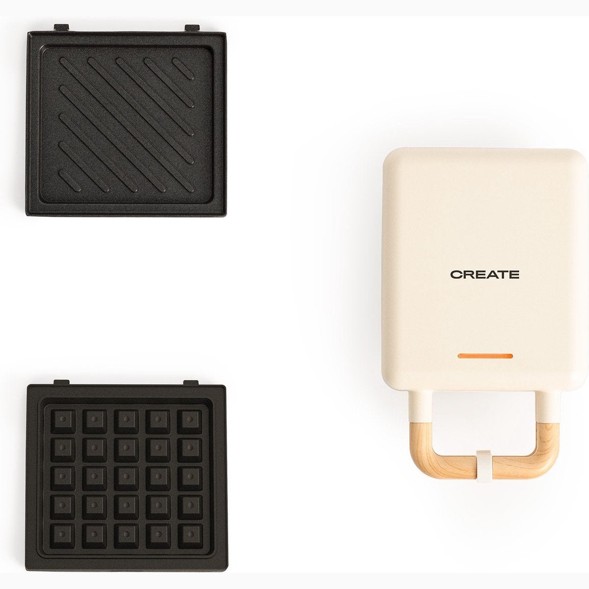 Create - Stone 2 In 1 Compact Sandwich Grill And Waffle Maker / 600W / Beige