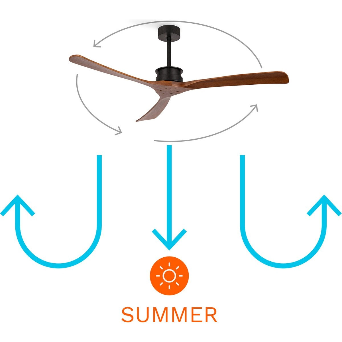 Create - Wind Large Ceiling Fan 40w Silent Xl Ø152 Cm / Summer/winter Function / 6 Speeds / Black With Dark Wood