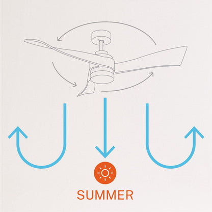 Create - Wind Curve Ceiling Fan 40w Silent Ø132 Cm / 6 Speeds / Summer Winter Function / Black (With Light)