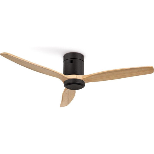 Create - Windcalm Ceiling Fan 132cm - Black with Natural Wood - 6 Speeds ( With Light )