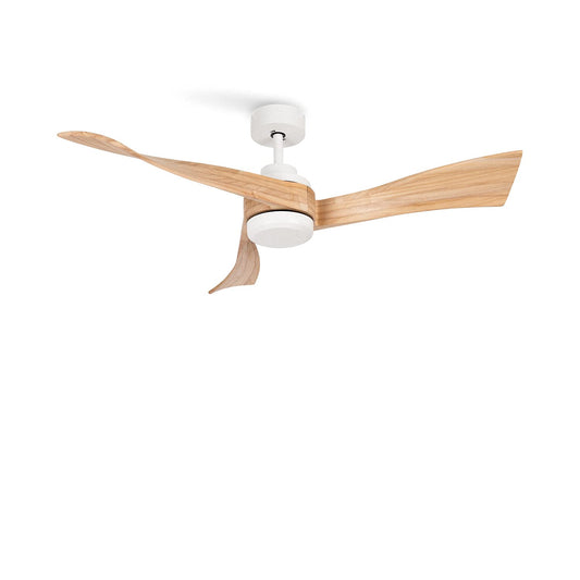 Create - WindCurve Ceiling Fan With Remote Control - White with Natural Wood ( With Light )