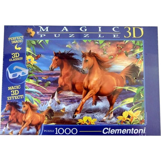 Clementoni - 3D Magic Puzzle - Horses - 1000 Pieces