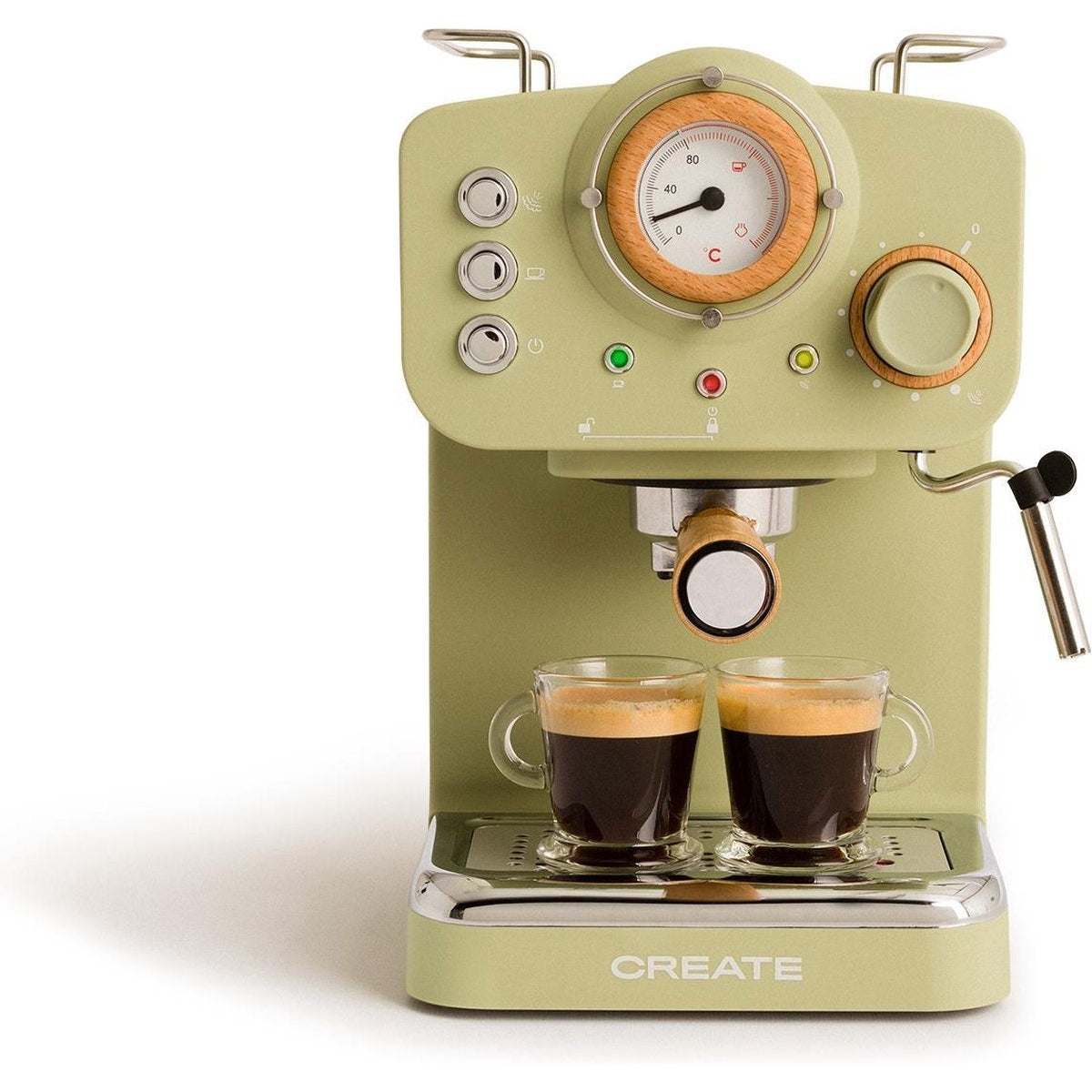 Create - Thera Matt Retro Express Coffee Machine / Matt Green / 1100W