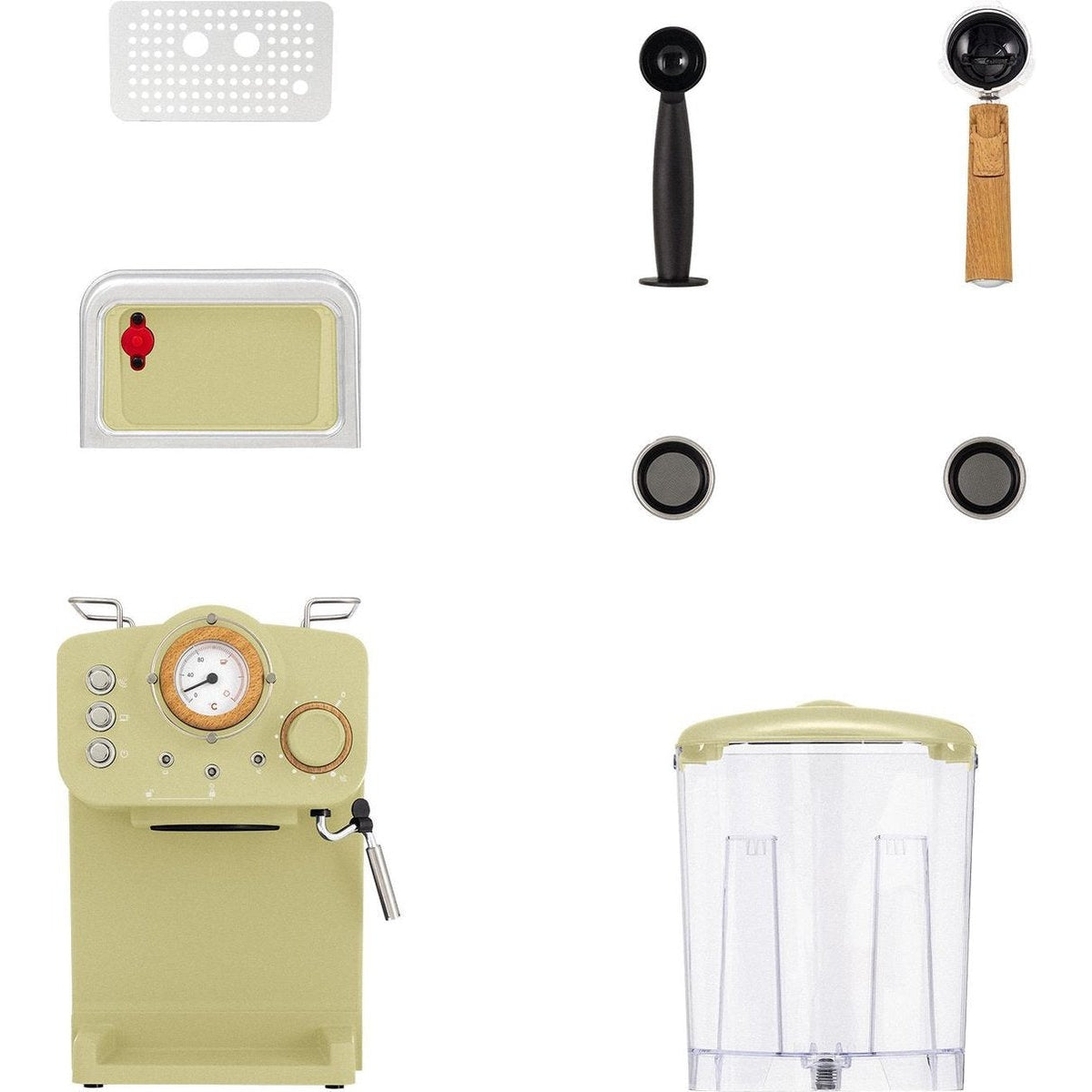 Create - Thera Matt Retro Express Coffee Machine / Matt Green / 1100W