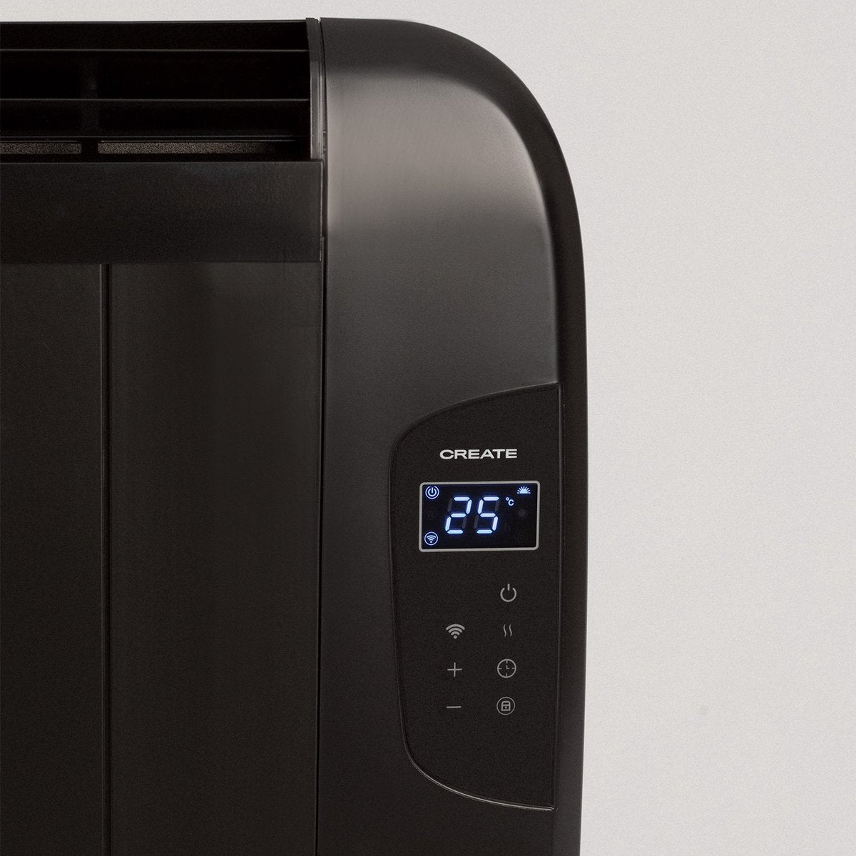 Create - WARM SLIM 1500W – Black Electric Convector Heater with WiFi, 24-Hour Timer, and Energy-Efficient Operation
