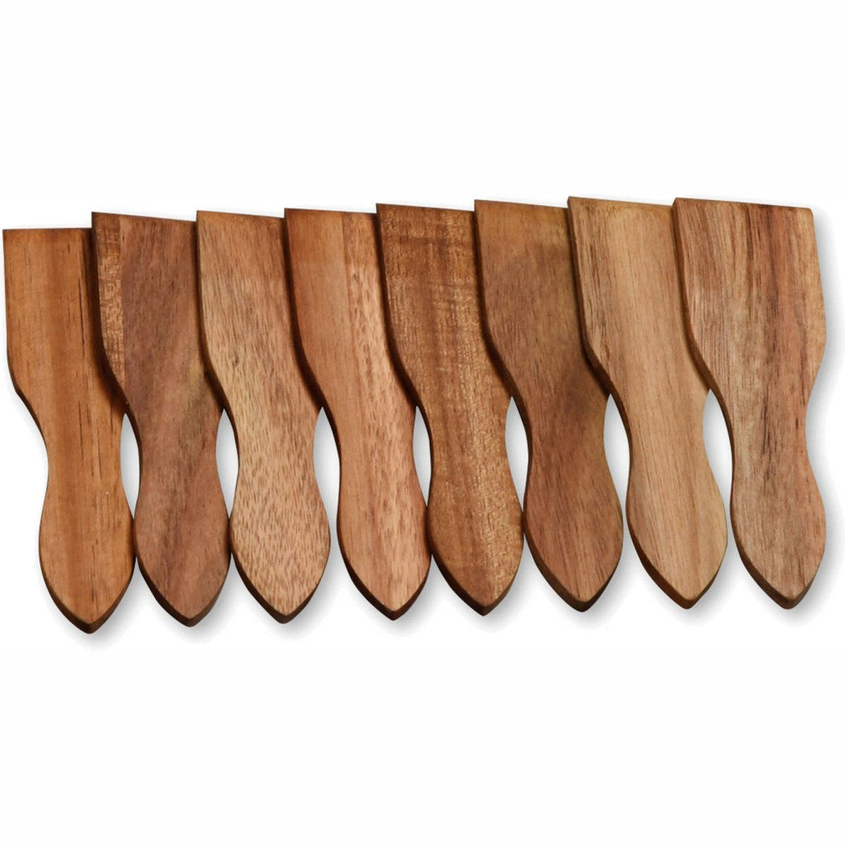 Set of 6 wooden spatulas by Scanpart, each 15 cm long, ideal for gourmet cooking