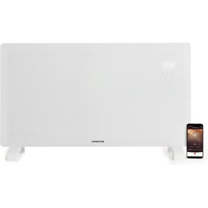 Create - WARM CRYSTAL 2000W – Black Electric Glass Convector with WiFi, LED Touch Screen, and 2 Power Levels