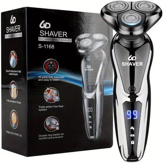 Shaver Rechargeable Electric Shaver for Men, Model S-1168, Triple Action Free Float System, Fully Washable, Digital Display : Amazon.sg: Beauty