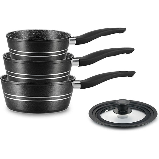 Royalty Line - Sauce Pan Set / 4 Pcs / Black