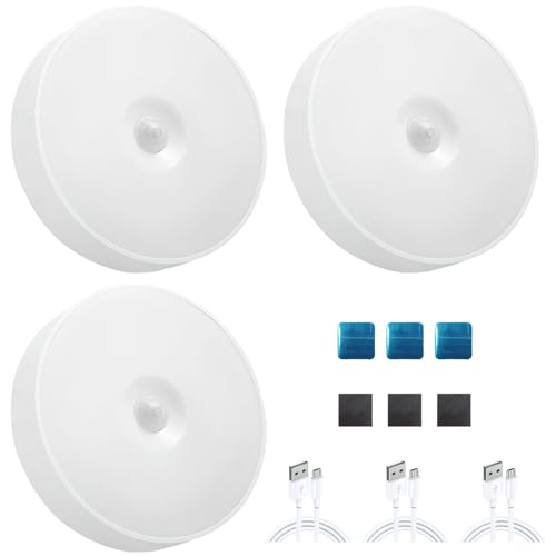 Sowbud 3 PCS LED Motion Sensor Night Lights - Wireless & Rechargeable