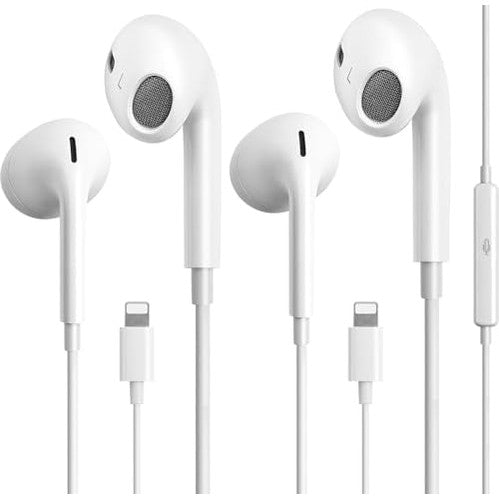 Casemetro wired earbuds with lightning connector, designed for iPhone, featuring a sleek design and built-in remote.