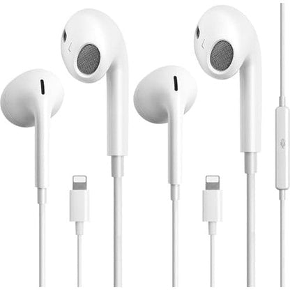 Casemetro wired earbuds with lightning connector, designed for iPhone, featuring a sleek design and built-in remote.