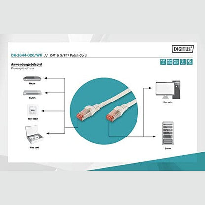 Digitus Cat 6 Ethernet Cable, Rj45, Compatible With Multiple Devices, Low Smoke Zero Halogen