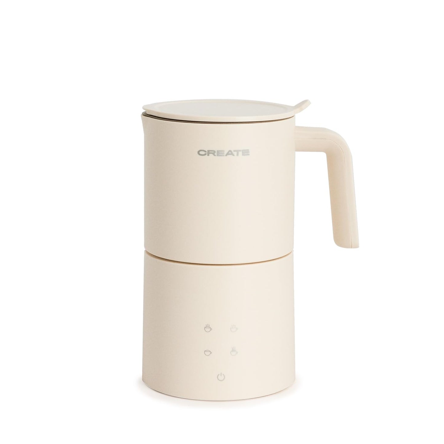 CREATE Electric Milk Frother with touch screen, dishwasher safe, and safety system