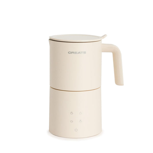 CREATE Electric Milk Frother with touch screen, dishwasher safe, and safety system