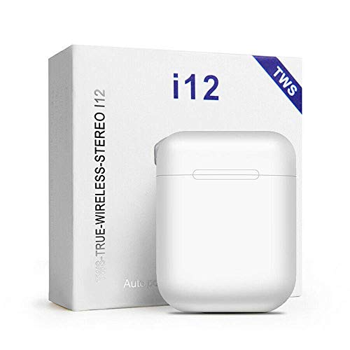 KingDeals_uae i12 Tws Touch Control Wireless Bluetooth 5.0 Headphones in white color