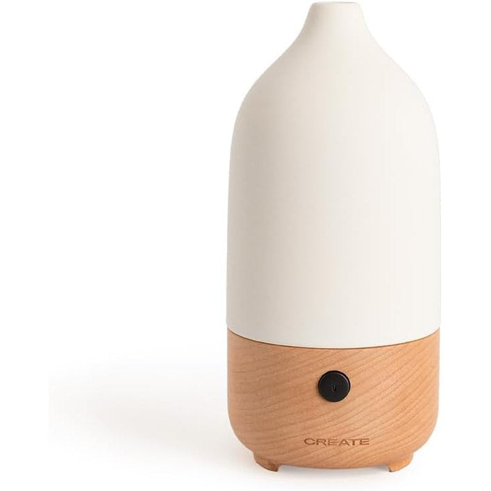 CREATE - Aroma Ceramic Aroma Diffuser and Mini Humidifier – Cream White (100 ml) 