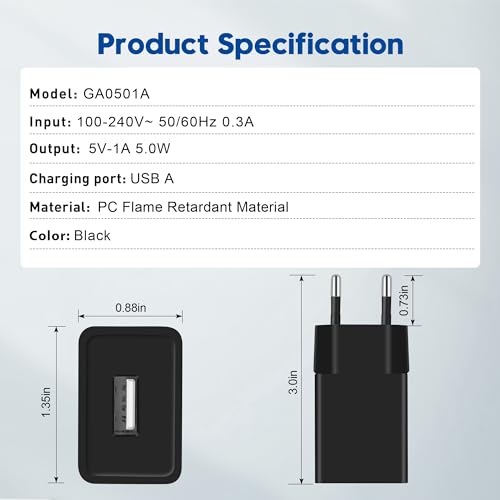 Mataumahi 5v1a Usb Socket - Black, Pack of 2 - Safe Charging