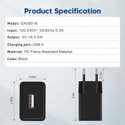 Mataumahi 5v1a Usb Socket - Black, Pack of 2 - Safe Charging