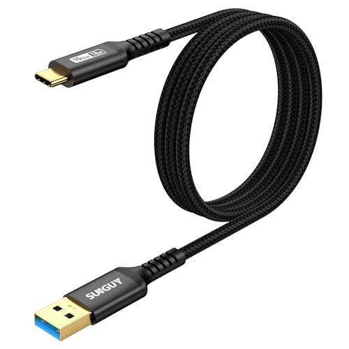 SUNGUY 10Gbps USB C Cable, durable nylon braided design, compatible with Android Auto and iPhone 16