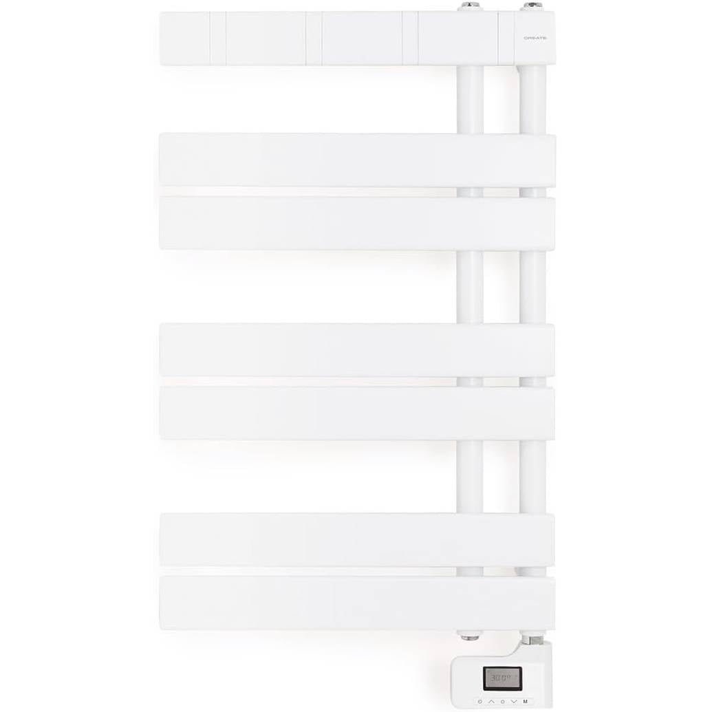 Create - Warm Towel Modern/Electric Towel Rail White / 80 x 50 cm / 2 in 1, 6 Operating Modes, LCD Display, Timer up to 24 Hours, 400 W