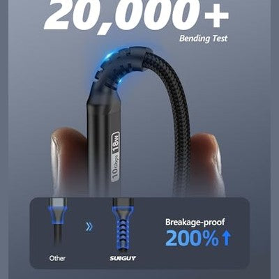 Sunguy 10gbps Usb C Cable for Android Auto & Iphone 16 - Fast Charging