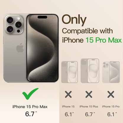 Jetech Magnetic Case for Iphone 15 Pro Max - Full Camera Protection