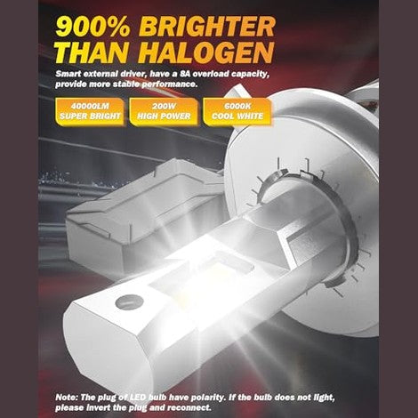 Katur H4 Led Car Bulb - 200w 40000lm - 900% Brighter