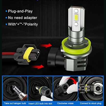 Shinyy H11 H8 H9 Led Headlight Bulbs - 400% Brighter Vision
