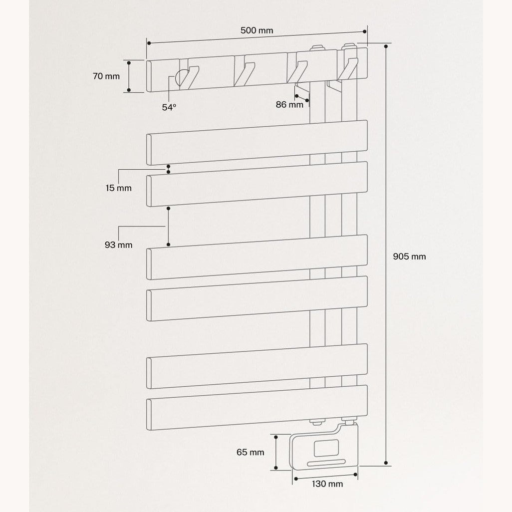 Create - Warm Towel Modern/Electric Towel Holder for Wall Black / 80 x 50 cm / 2 in 1, 6 Operating Modes, LCD Display, Timer up to 24 Hours, 400 W
