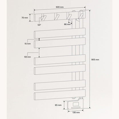 Create - Warm Towel Modern/Electric Towel Holder for Wall Black / 80 x 50 cm / 2 in 1, 6 Operating Modes, LCD Display, Timer up to 24 Hours, 400 W