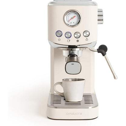 CREATE - Thera Classic Compact Espresso Machine – Semi-Automatic, 20 Bar, 1350 W - Cream White