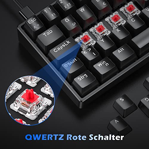 Tecurs Mechanical Gaming Keyboard 60% Qwertz For Pc & Ps5 - Compact & Ergonomic