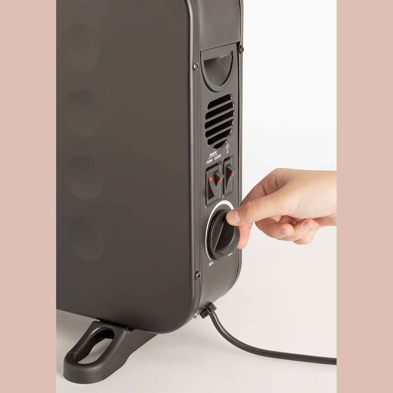 Create - HEATBOX – Electric Convector Heater Black with Fan and Hot Air Function, 2000W