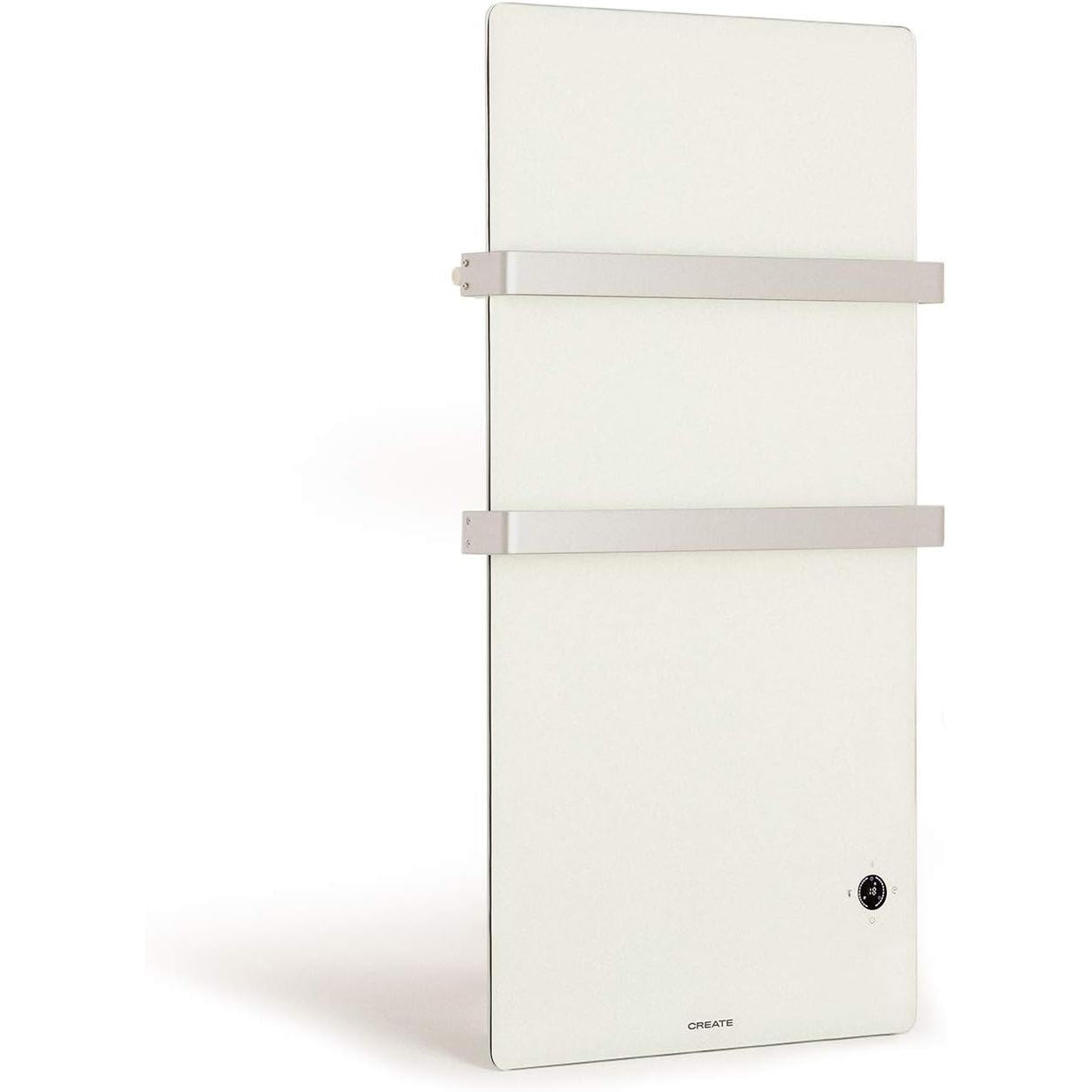 Create - Warm Towel Crystal/Electric Bathroom Radiator White 1 cm Glass with Remote Control / 110 x 1.3 x 55 cm, 600 W