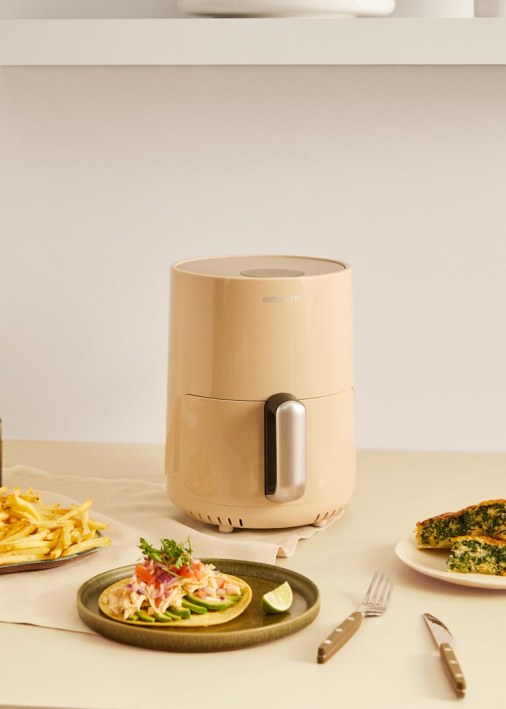CREATE 1.5L Sand Hot Air Fryer with Non-Stick Basket