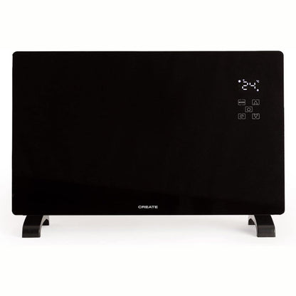 Create - WARM CRYSTAL 1500W – Black Electric Glass Convector with WiFi, LED Touch Screen, and 2 Power Levels