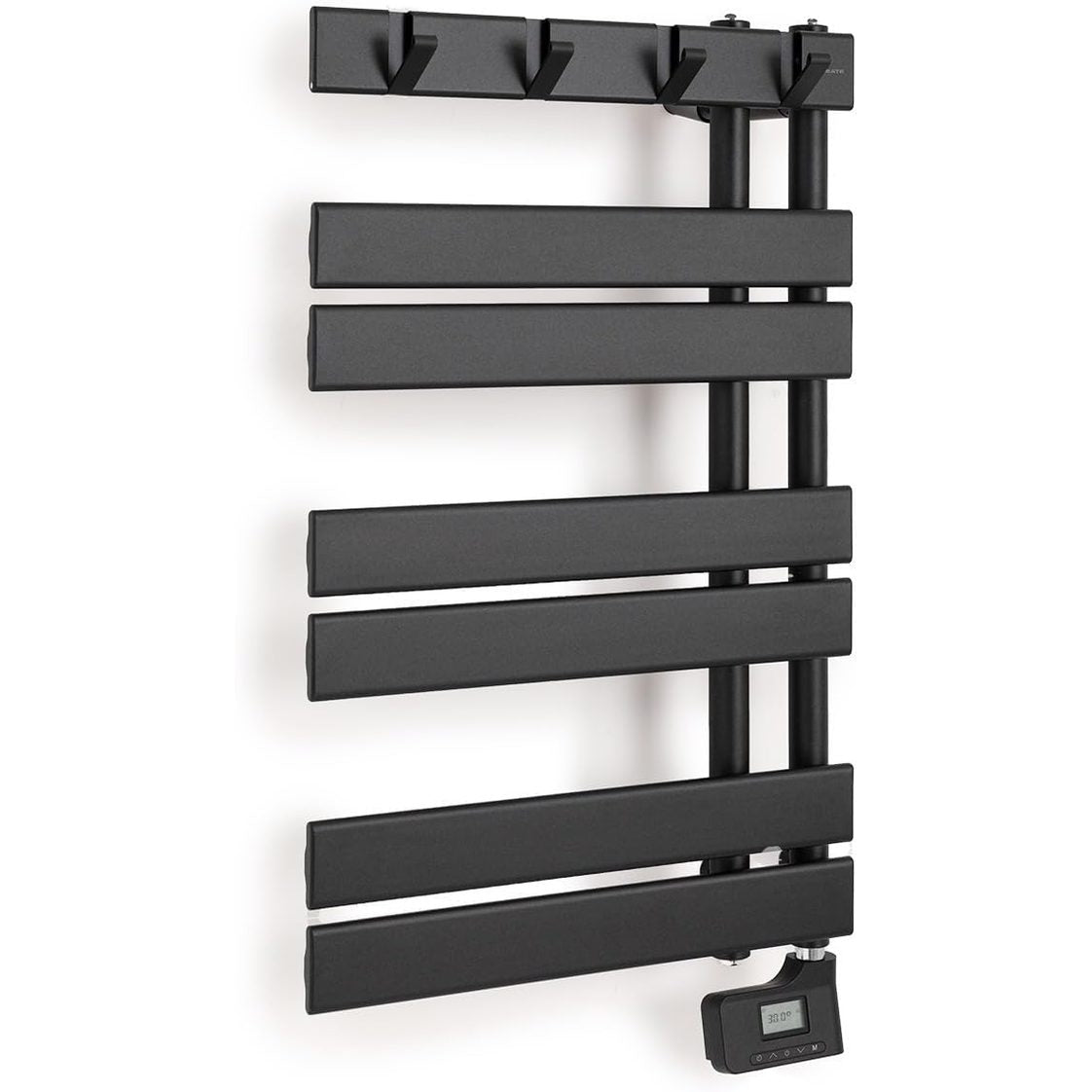 Create - Warm Towel Modern/Electric Towel Holder for Wall Black / 80 x 50 cm / 2 in 1, 6 Operating Modes, LCD Display, Timer up to 24 Hours, 400 W