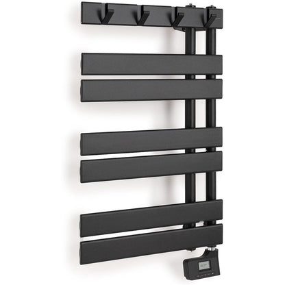 Create - Warm Towel Modern/Electric Towel Holder for Wall Black / 80 x 50 cm / 2 in 1, 6 Operating Modes, LCD Display, Timer up to 24 Hours, 400 W