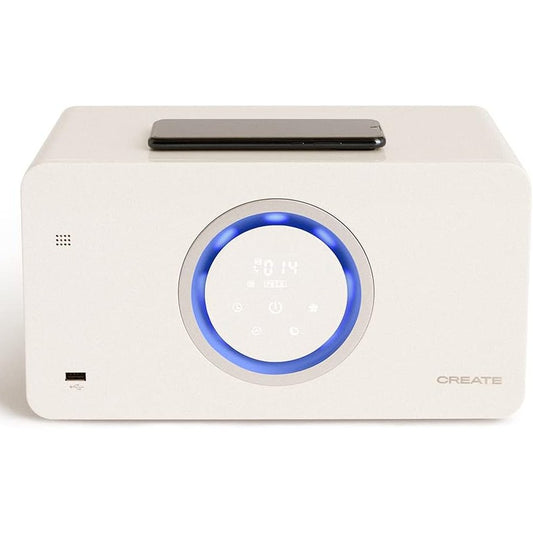 CREATE - AIR PURE COMPACT – Air Purifier with Bluetooth Speaker and Wireless Charger, White