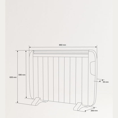 Create - WARM SLIM 1500W – Black Electric Convector Heater with WiFi, 24-Hour Timer, and Energy-Efficient Operation