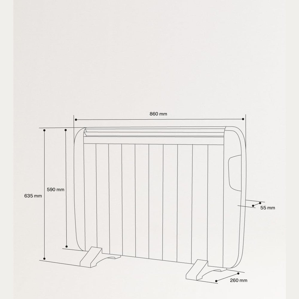 Create - WARM SLIM 1500W – White Electric Convector Heater with WiFi, 24-Hour Timer, and Energy-Efficient Operation