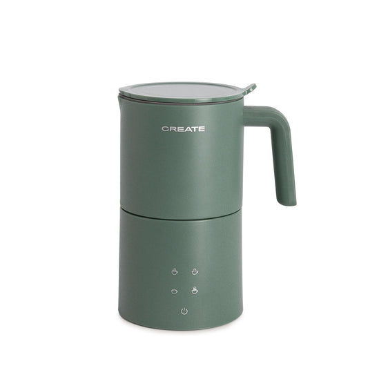 CREATE Green Sage Electric Milk Frother with touch screen and dishwasher-safe carafe