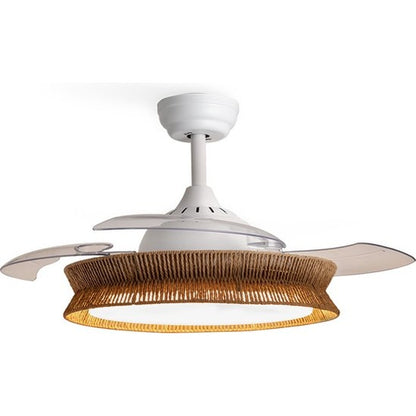 CREATE - Ceiling Fan with Silent Light 40W Ø107 cm - Wicker Finish - RATTAN WIND CLEAR