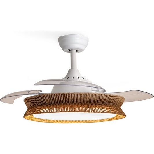 CREATE - Ceiling Fan with Silent Light 40W Ø107 cm - Wicker Finish - RATTAN WIND CLEAR
