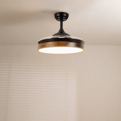CREATE - WIND CLEAR - Silent ceiling fan 40W Ø107 cm - Black & Dark wood - With light