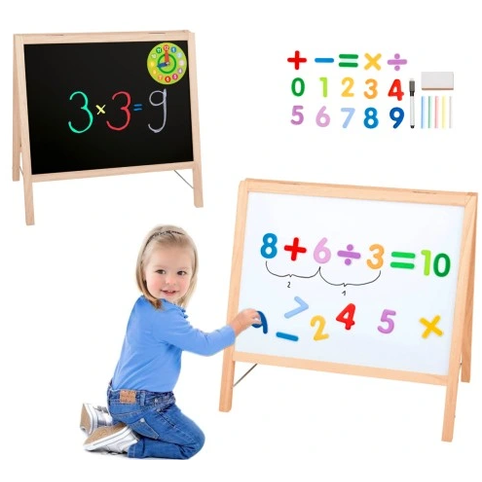 Playtive - Magnetic Chalkboard 40x40 cm – 2-in-1 Wooden Drawing Board