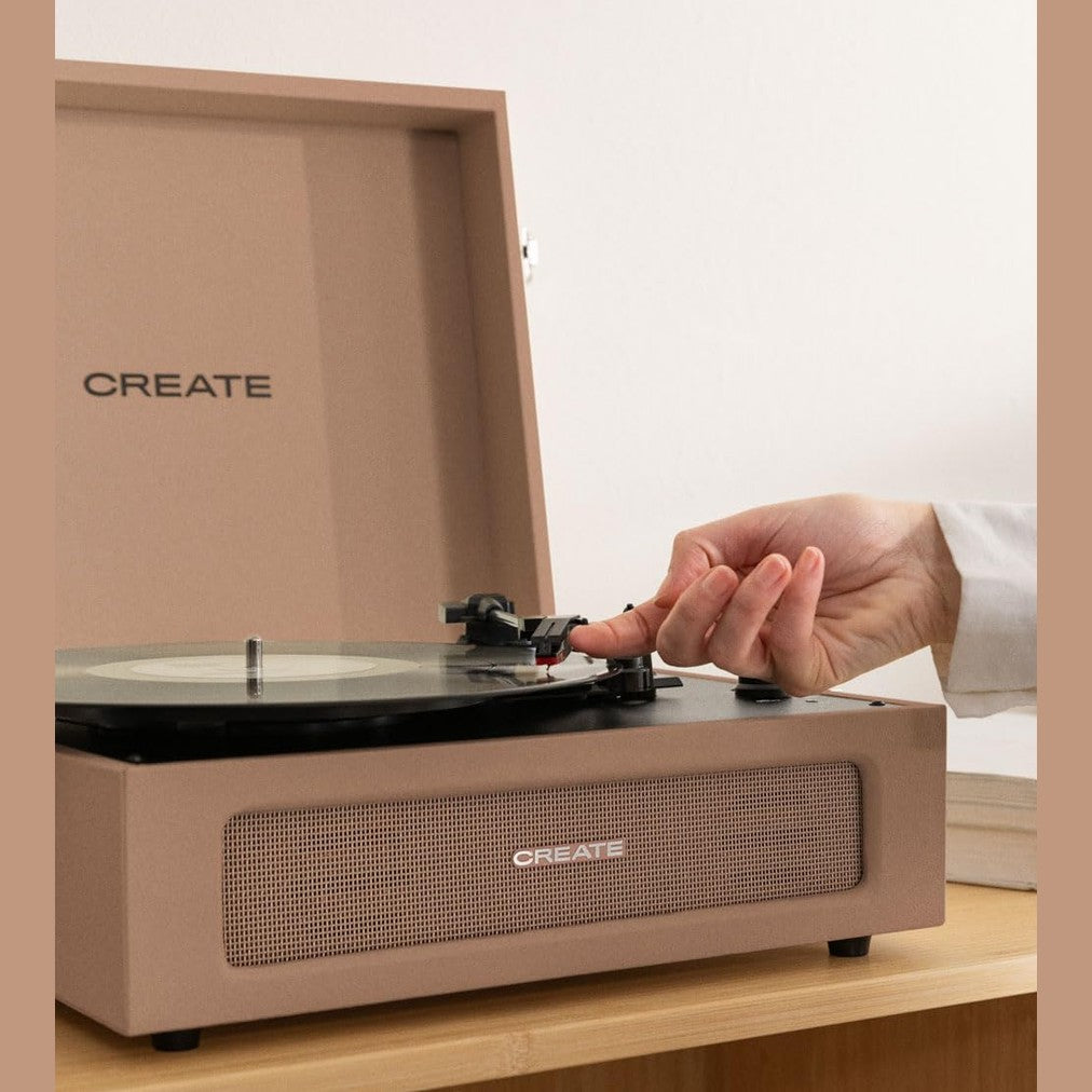 CREATE Retro Mocha Record Player with Bluetooth and USB