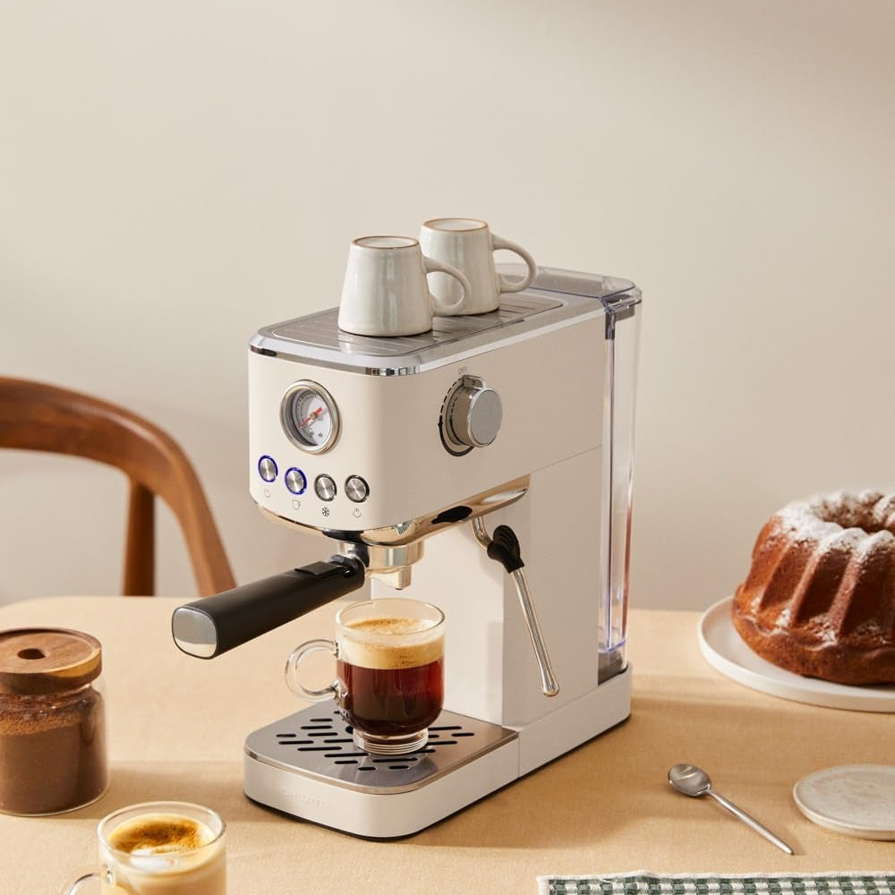 CREATE - Thera Classic Compact Espresso Machine – Semi-Automatic, 20 Bar, 1350 W - Cream White