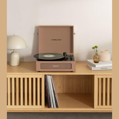 CREATE Retro Mocha Record Player with Bluetooth and USB